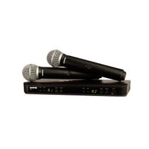 Sistema de Microfone Shure BLX288BR/PG58-M15 Sem Fio Com 2 Bastões de Mão Dinâmico Cardioide - BLX288BRPG58M15