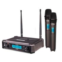 Sistema de Microfone Tag TMJ-800 UHF Duplo Bivolt Sem Fio Digital Com Frequência Variável