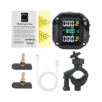 Sistema de Monitoramento de Pressão de Pneus (TPMS) para Motocicleta - 0-6,6 Bar, 2 Sensores, Display Digital