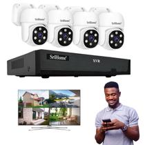 Sistema de Monitoramento XVR de 4 Canais com 4 Câmeras Wi-Fi IP Sem Fio Movimento PTZ Full HD e Visão Noturna Colorida
