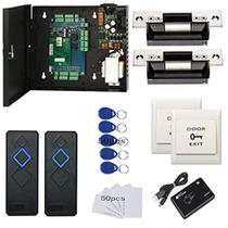 Sistema de placa de controle de acesso MENGQI-CONTROL de 2 portas Caixa de fonte de alimentação de 110-240 V Leitor RFID norte-americano ANSI Electric Strike Lock Registre leitor USB, cartão RFID e porta-chaves, aplicativo de telefone, porta aberta remotamente