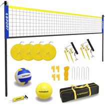 Sistema de rede de voleibol esportivo com 4 âncoras de areia, 2 bolas
