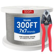 Sistema de trilhos de cabo Muzata 300 pés T316 em aço inoxidável 1/8"