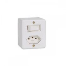 Sistema Ilumi 1 Simples + Tomada Com Placa + Caixa Branco - 63200 Sistema Ilumi 1 Simples + Tomada Com Placa + Caixa Branco - 63200