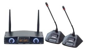 Sistema Microfone Gooseneck Duplo Sem Fio Uhf Karsect Kdr200DG 16 Frequencias