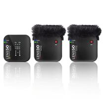 Sistema Microfone Sem Fio LensGo 348C V2 Duplo Slim Wireless para Câmeras e Smartphones (Preto)