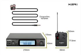 Sistema Monitor Duplo Ponto Sem Fio In Ear Ksr Pro Retorno Psm400