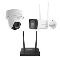 Sistema monitoramento c/ gravador NVS + 2 cameras Hikvision NKS424W02H