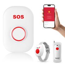 Sistemas de alerta de vida para idosos, sem taxa mensal, controle de aplicativos Wi-Fi, botão de chamada, alarme para idosos, pager para 1 botão de chamada, 1 botão de relógio, 1 receptor (suporta apenas Wi-Fi de 2,4 GHz)