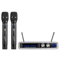 Sistemas de microfone sem fio de canal duplo Supersonic SC-930UHF UHF com dois transmissores portáteis, indicador de status LED, bateria de longa duração para cantar karaokê, festas e aparelho KTV doméstico