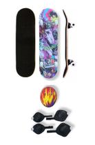 Skate Adulto Infantil Lixa 78,5cm Kit Proteção Completo Shape Madeira Maple 7 lâminas G