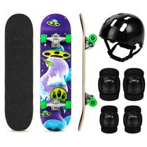 Skate Com Acessórios Shape Holográfico Alien Profissional 77 Cm Infantil Até 80 Kg Skate Com Acessórios Shape Holográfico Alien Profissional 77 Cm Infantil Até 80 Kg