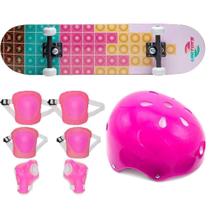 Skate Com Kit De Proteção Unitoys Ref.1042 - Shape Bolinhas