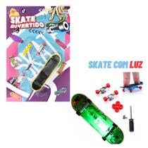 Skate de Dedo Divertido com LUZ + Acessorios a Bateria Amarelo