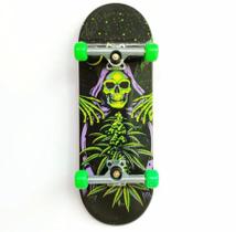 Skate De Dedo Fingerboard Montado Completo Green Skull