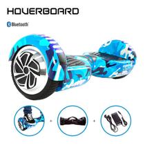Skate Elétrico 6,5 Azul Militar Hoverboard Bluetooth e Bolsa