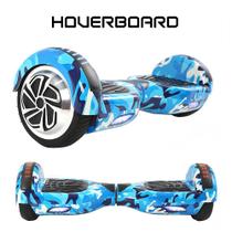 Skate Eletrico 6,5 Azul Militar Hoverboard Bluetooth e Led