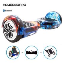 Skate Elétrico 6,5 Blue Red Fire Hoverboard Bluetooth