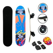 Skate Infantil 24 Completo + Acessórios Capacete Masculino Feminino Importway BW-013 Radical