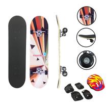 Skate Infantil 31 Iniciante Montado Completo com Kit de Proteção Importway Bw-014k Estampado Skate Infantil 31 Iniciante Montado Completo com Kit de Proteção Importway Bw-014k Estampado