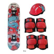 Skate infantil com bolsa e kit de protecao monster spin
