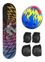 Skate Infantil Com Kit De Proteção E Bolsa Estampas Variadas Skate Infantil Com Kit De Proteção E Bolsa Estampas Variadas