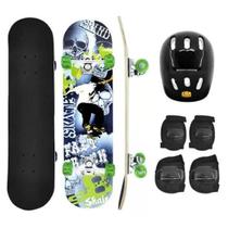 Skate Infantil Com Kit De Proteção E Bolsa Estampas Variadas