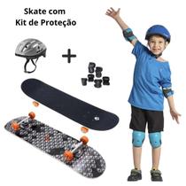 Skate Infantil Completo + Kit de Proteção + Capacete - Vollo