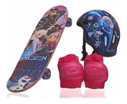 Skate Infantil Frozen + Capacete + Joalheira