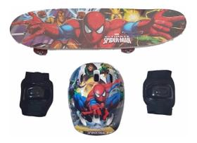 Skate Infantil Homem Aranha 61cm + Capacete + Joalheira