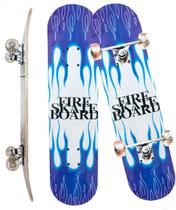 Skate Infantil Juvenil Estampa Lixa 79cm Shark Blue Fire Skt