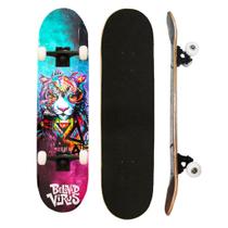 Skate Infantil Juvenil Lixa 79cm Shark Blue Fire Tiger