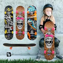 Skate Infantil Montado Preto Para Iniciante Semi Profissional Segurança Inmetro Suporta até 50kg