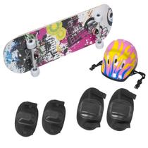 Skate Infantil Montado Skateboard Iniciante Completo Capacete Criança