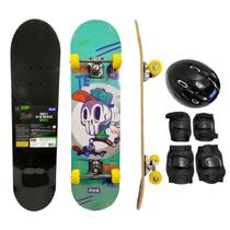 Skate Infantil Radical Funs Completo Montado Com Kit De Proteção Com 7 Peças Ajustáveis Até 50Kg