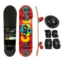 Skate Infantil Radical Funs Completo Montado Com Kit De Proteção Com 7 Peças Ajustáveis Até 50Kg