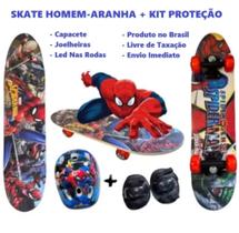 Skate Infantil Radical Homen Aranha Com Kit Segurança Menino 60CM