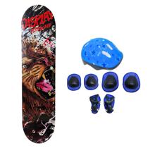 Skate Infantil Radical Leão + Kit Proteção Estrela Azul Skate Infantil Radical Leão + Kit Proteção Estrela Azul