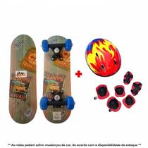 Skate Infantil Sk8 Iniciante 43Cm + Capacete e Kit Proteção