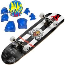 Skate infantil skat esqueite menino + kit segurança completo capacete proteção