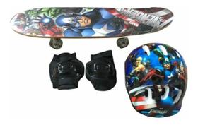 Skate Infantil Vingadores Capacete E Joalheira