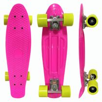 Skate Longboard Mini Cruiser Brinquedo Infantil Radical Rosa