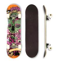 Skate Montado Profissional Shape Caveira Com Trucks E Rodas