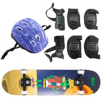 Skate Semi Pro + Kit Proteção Completo Estampa E.T. Belfix