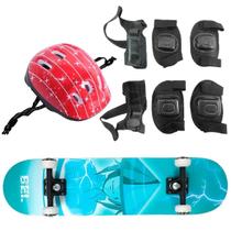 Skate Semi Pro + Kit Proteção Completo Estampa Raio Belfix Skate Semi Pro + Kit Proteção Completo Estampa Raio Belfix