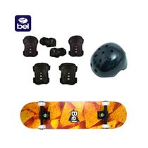 Skate Semi-Pro + Kit Proteção Completo Estampas Sortidas Bel