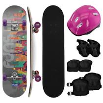Skate Semi Profissional Kit Proteção Completo Infantil