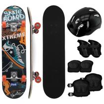 Skate Semi Profissional Kit Proteção Completo Infantil - Funs