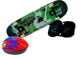 Skate Skateboard Iniciante Completo + Kit Proteção Completo