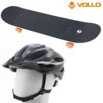 Skate Vollo Original Para Adulto Com Roda em PVC e Rolamento + Capacete Esportivo Adulto Cinza